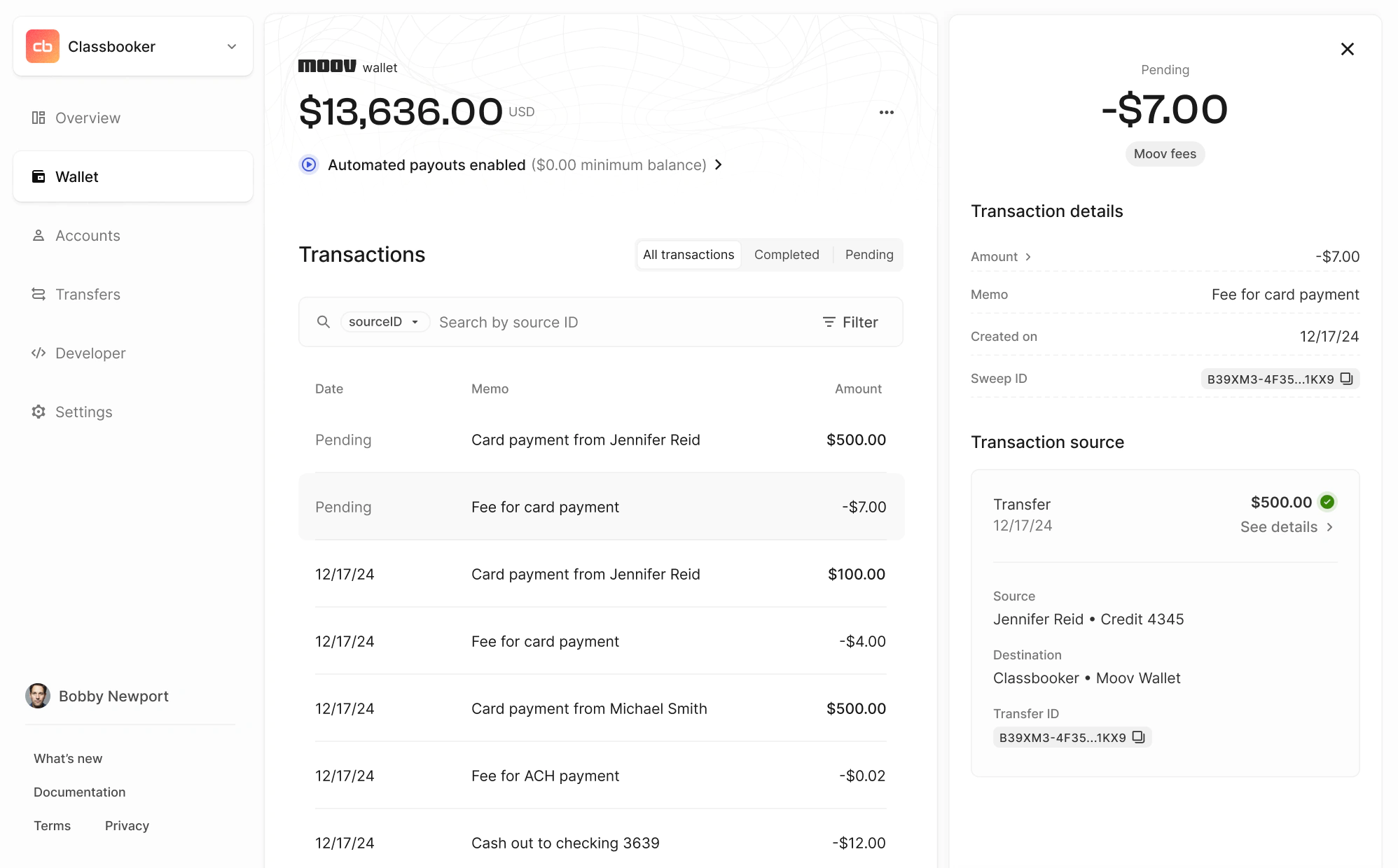 Moov Dashboard UI